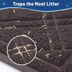 Smiry Cat Litter Box Mat 30x17, Non-Slip Water Resistant Litter Trapping Mat, Easy Clean Less Waste and Urine-Locking Cat Carpet for Indoor, Brown
