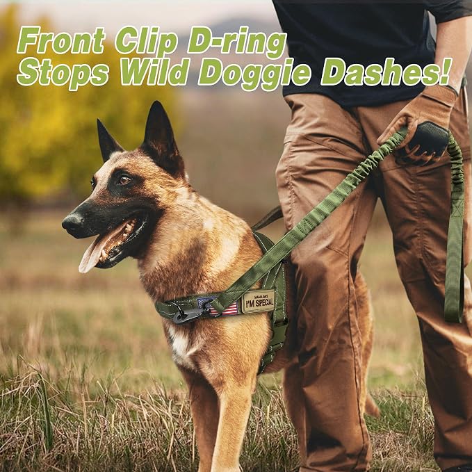 Forestpaw No Pull Dog Harness with Large Handle,Comfortable,L,Green | Adjustable Fits Chest 26-31",50-80 lbs,Slip On,Quick Release,Easy Control,Soft Padded,for Medium Large Dogs Walking Training