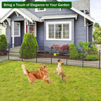 5 Panel No Dig Decorative Garden Fence 24" H x 10'L Outdoor Dog Barrier | Rustproof welded steel with deep ground stakes for yards, patios. Modular design contains pets, rabbits, small animals.