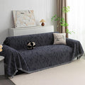 MYSKY HOME Boho Couch Cover Navy Sofa Covers with Tassel Farmhouse Sofa Slipcover Simple Couch Protector for Dogs Chenille Sectional Couch Covers L Shaped Couch Cushion Covers, 91"x 134"