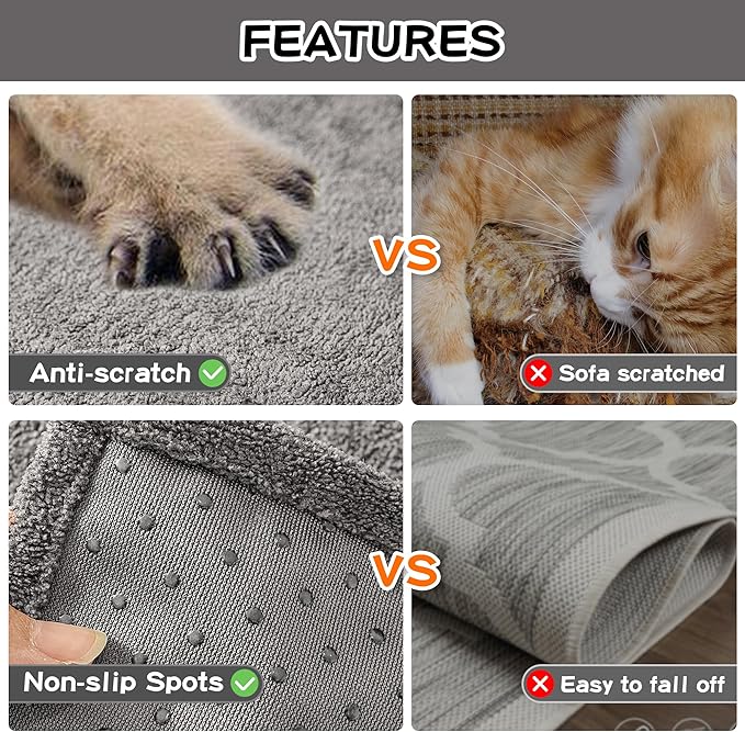 Couch Cover for 3 Cushion Sofa Washable, Cat Scratch Proof Sofa Covers, Furniture Protector L Shape Sofa Slipcovers Soft Sectional Couch Covers for Dogs, 71" x 134", Grey