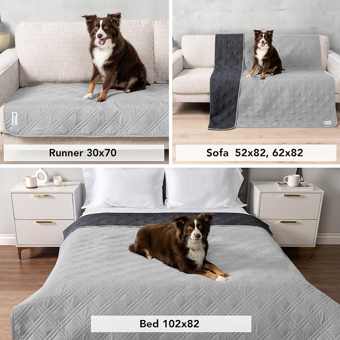 PetAmi Waterproof Couch Cover for Dog Bed Sofa Blanket 102x82 Light Gray