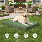 Waterproof Extra Large Dog Bed Washable Outdoor Orthopedic XL Crate Pad 42" | Reversible Wipeable Faux Leather & Soft Flannel, Durable Foam Pet Bed, Removable Cover,Anti-Slip Kennel Pad 41"x27" Green