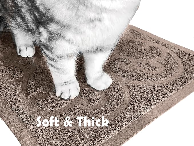 PetLike Cat Litter Box Mat, Thick Kitty Litter Trapping Mat, Durable,Waterproof &Washable with Non-Slip Backing, Soft on Kitty Paws and Easy to Clean, BPA Free