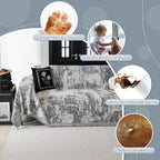 MYSKY HOME Boho Couch Cover for Dogs Washable Deep Grey Abstract Couch Sofa Protector for Loveseat Sofa Pets Friendly Chenille Geometric Sofa Covers Soft Durable Farmhouse Sofa Slipcovers, 71" X102"