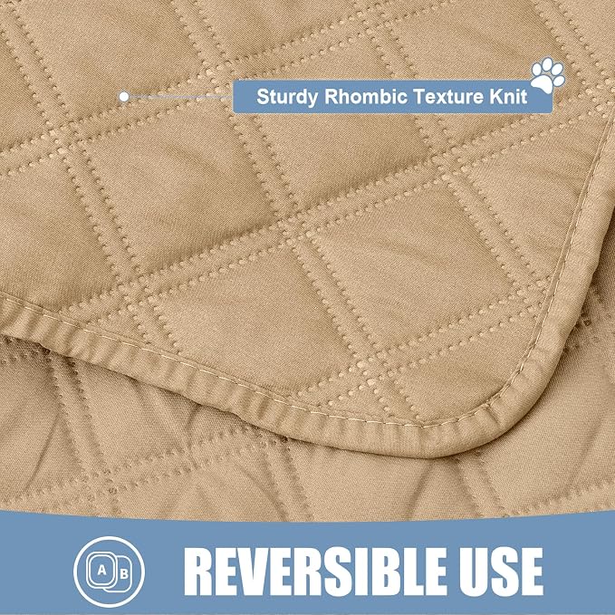 Smiry Waterproof Reversible Pet Couch Covers for Dogs | Pet Friendly, Soft Fabric, Washable Sofa Furniture Protector for Dogs Cat Kids, Checkered (40"x90", Camel/Camel)