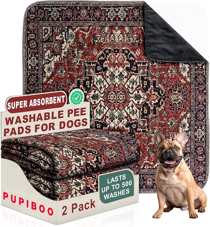 PUPIBOO Washable Pee Pads for Dogs and Cats - Super Absorbent Reusable Puppy Training Pads - 100% Waterproof, Leak-Proof & Non-Slip Whelping Pads for Pet Housebreaking