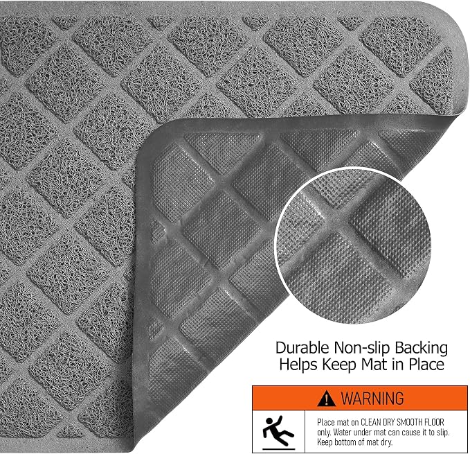 Conlun Cat Litter Mat Litter Trapping Mat, 40" x 28" Premium Durable PVC Grid Mesh with Scatter Control, Non-Slip, Less Waste Cat Litter Box Mat, Soft on Kitty’s Paws, Urine Waterproof