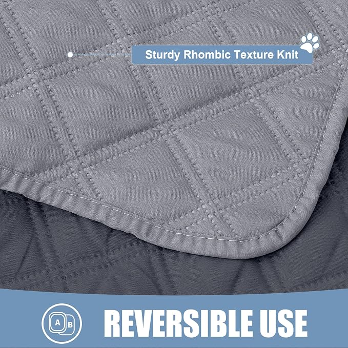 Smiry Waterproof Reversible Pet Couch Covers for Dogs | Pet Friendly, Soft Fabric, Washable Sofa Furniture Protector for Dogs Cat Kids, Checkered (68"x82", Grey/Dark Grey)