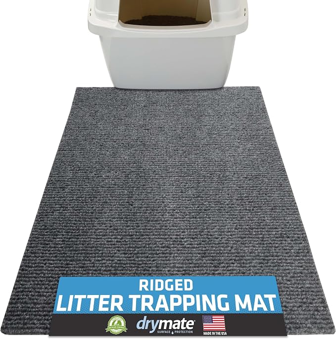 Drymate Cat Litter Box Mat, Litter Trapping Mat, Grey, 20x28 | Waterproof, Urine-Proof, Absorbent, Machine Washable, Soft on Paws, Contains Mess, Protects Floors, Kitten Supplies, USA Made