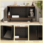Halitaa 37.4" Cat Litter Box Enclosure with Scratch Pad, Sliding Door | Litter Box Enclosure Furniture Hidden Litter Box, Modern Indoor Cat House, TV Stand, Side End Table for Living Room, Black