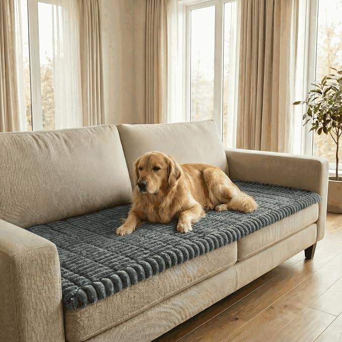 Non-Slip Sectional Couch Covers, Washable Pet Friendly Furniture Protector for Dogs Cats, Soft Thick Slipcover for L-Shaped Sofa (Sold by Piece, Not Set) (Dark Grey, 27.6"x70.5")
