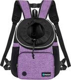 PetAmi Adjustable Cat & Dog Chest Carrier Backpack, Ventilated for Hiking & Camping, Max 10 lbs, Purple