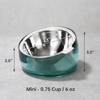 Felli Oblik 15° Tilted Small Animal Bowls for Pet Food & Water 6 oz Stainless Steel Dish Removable, Slanted Metal Plate Feeder for Kitten Puppy Rabbit Bunny Guinchilla Pig (0.75 Cups, Classic)