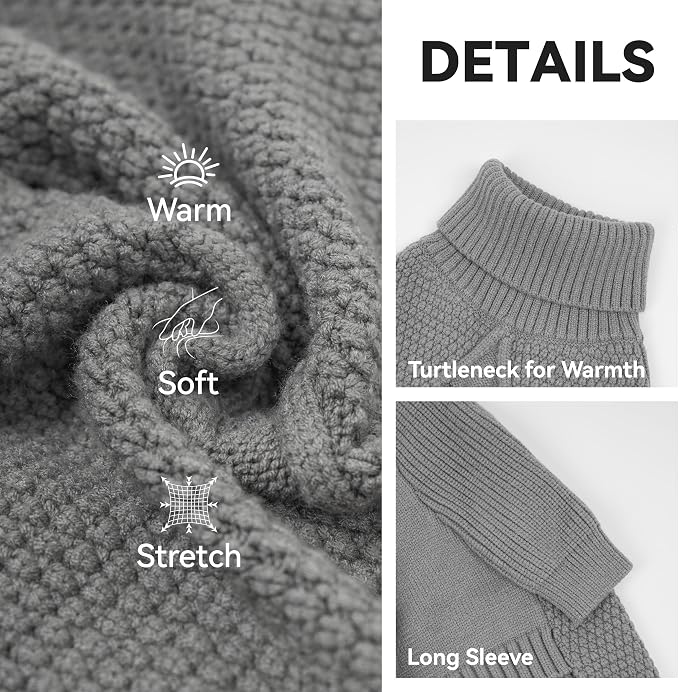 cyeollo Dog Sweater Long Sleeve Knitted Turtleneck Pullover Warm Clothes | Ultra Soft Warm Knit, Full Coverage, 4-Way Stretch for Easy Movement, Easy On & Off, Winter Daily Wear for Small Dogs