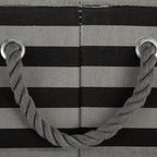 Bone Dry Pet Storage Collection Striped Paw Patch Bin, Black, Small Round