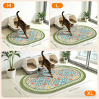 Cat Litter Mat, 33"x22" High Density PVC Litter Trapping Mat, Non-Slip, Waterproof & Urine-Proof Litters Catcher Mats, Keep Floor Clean, Soft on Kitten Paws, Cat Essentials Bean Green