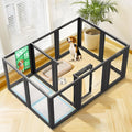 FXW AuraSpace Clear Acrylic Indoor Dog Playpen, 35" H, 12 Panels, Black | Open View, Modern Home Fit, No Climbing Bars, Tool-Free Setup, For Medium Dogs