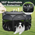 Love's cabin Pet Puppy Dog Playpen, Large Dog Tent Crates Cage Indoor/Outdoor, Portable Playpen for Cat, Foldable Pop Up Dog Kennel Playpen with Carring Case, Removable Zipper Top, Dark Grey