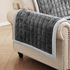 Couch Cover for Dogs Washable,Non-Slip Fuzzy Sofa Covers for Pets | Thick Soft Furniture Protector Fits Loveseat & Sectional,Against Fur&Dirt(Dark Gray, 2pc/22"x28"-Arm/Backrest Cover)