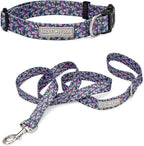 Lucky Love Dog - Easy Click Buckle Dog Collar with Leash Set Combo, Durable & Comfortable for Male & Female Dogs, Pet Collar for Medium Dogs, Secure Fit - Primrose Combo, Medium