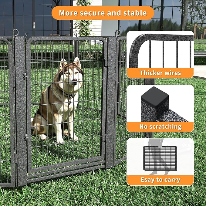 Low Threshold Dog Playpens Fence Indoor, 40 inch 42 Panels Heavy Duty Metal Outdoor Pet Playpen for Large/Medium/Small Dogs, Tall Dog Play Exercise Pens Outside