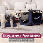 Cat & Dog Pet Carrier, Soft-Sided, Large 24"x16"x16", Fits Large Cat, 2 Cats, or Medium Dog Comfortably, Great for Travel & Vet Visits, Privacy Windows, Removable Bed, Locking Zippers, Foldable