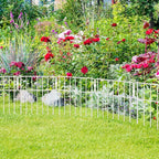 Thrivinest 10 Pack Animal Barrier Fence, No Dig Fence Decorative Fences, 17in(H) x10ft(L) Rustproof Metal Small Garden Fence Border for Dogs Rabbits, Bottom Blocker for Outdoor Yard Patio, White