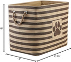 Bone Dry Pet Storage Collection Striped Paw Patch Bin, Large Rectangle, Brown