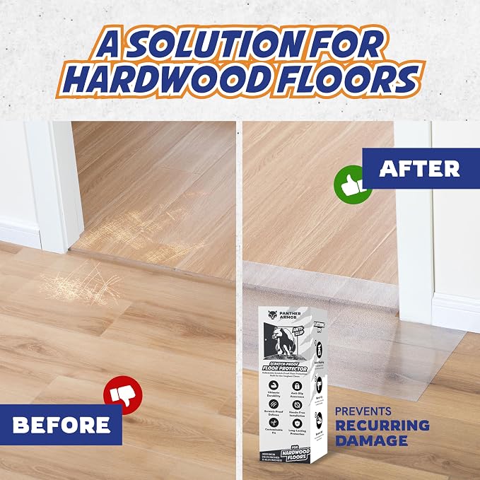 Panther Armor Hardwood Floor Protector for Pets, Runner Mat 16 x 43 in | Stops cats scratching doorways and hardwood floors. Door scratch protector and plastic runner mat