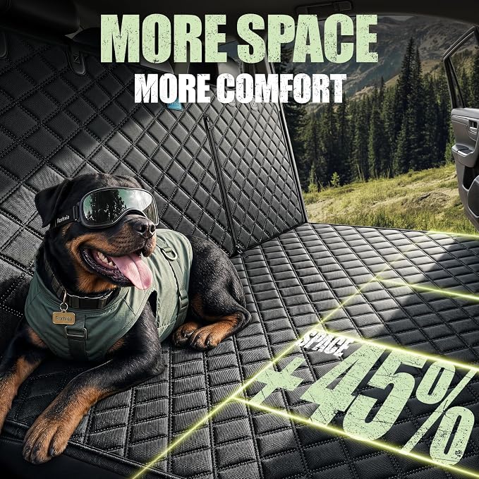 Rorhxia 3-in-1 Dog Car Seat Cover for Back Seat with Road Trip & Daily Mode | 3 Modes for Full Pet / Storage / Passenger, 500 lbs Hard Bottom Supports, 45% More Space, 100% Waterproof, 7-Layer Protection