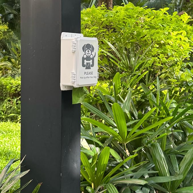 Dog Poop Bag Dispenser Wall Mounted - Waterproof Outdoor Pet Waste Bag Dispenser for Yard, Fence & Post | Yard-Friendly Waste Bag Container