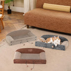 FUKUMARU Large Cat Scratcher Bed, 26 Inch Cat Scratching Bed Sofa Indoor | Cardboard Cat Scratcher with 2 Reversible Scratch Pad Refills, Durable Large Cat Scratching Lounger with Ball Toy, Grey