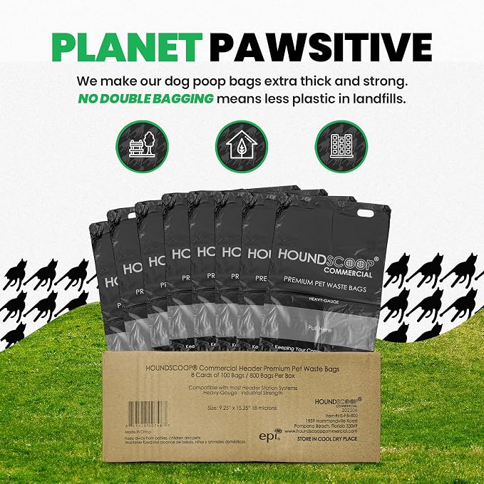 800 Ct XL Pull-Strap Header Dog Waste Bags for HOA Stations | XL Single Pull Header Dog Poop Bags, 8x100 Bag Packs, Leakproof Heavy-Duty Refills For HOAs, and Park Pet Waste Stations
