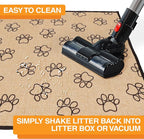 Neater Pets Jute Litter Trapping Mat, Eco-Friendly Plant-Based Material Catches Mess from Kitty Litter Box to Protect Floors, Soft on Cats Paws, Anti-Skid Backing, Easy to Clean, Paw Print, 24" x 36"