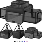 Top and 2 Sides Expandable Pet Carrier 17x11x9.5, TSA Airline Approved Small Dog Carriers for Small Dogs, Soft-Sided Cat Carrier with Self-Locking Zippers for Kitten,Rabbit, Puppy, Guinea Pig Black