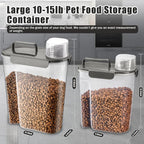 TIOVERY Dog Food Storage Container, 10 Lbs Airtight Pet Food Containers, Cat Food Container Dispenser Bin with Pouring Spout, Portable Handle & Measuring Cup for Dog Treats, Cat Kibble, Bird Feed Grey