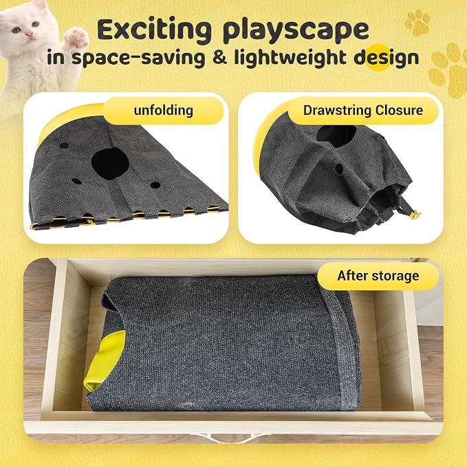 Cat Play Bag Collapsible Cat Activity Center Mat Play Rug | Cats Activity Adventure Carpet Cats Tunnel Bags Drill Sleeping Bag Crinkle Bags for Indoor