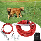 Dog Runner for Yard, Trolley System, 50FT+10FT, Red | Chew-resistant Cable, Shock Spring Softens Pulls, 360° Swivel Reduce Tangles