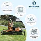 Elevated Dog Bed – 36x29.75 Portable Bed for Pets with Non-Slip Feet – Indoor/Outdoor Dog Cot or Puppy Bed for Pets up to 80lbs by Petmaker (Green)