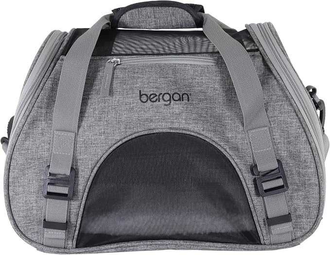 Coastal Pet Bergan Comfort Carrier - Breathable Travel Carrier for Dogs & Cats - Heather Grey, 16" x 8" x 11"