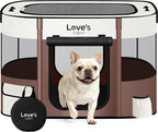 Love's cabin Pet Puppy Dog Playpen, Small Dog Tent Crates Cage Indoor/Outdoor, Portable Exercise Playpen for Cat, Foldable Pop Up Dog Kennel Playpen with Carring Case (S, Brown)