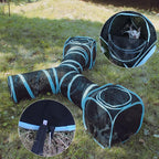 INTURN Cat Furniture Tent for Indoor and Outdoor Playpen Portable Cat Tunnels, Outdoor Kennel (2 Cube + 3-Way Tunnel)