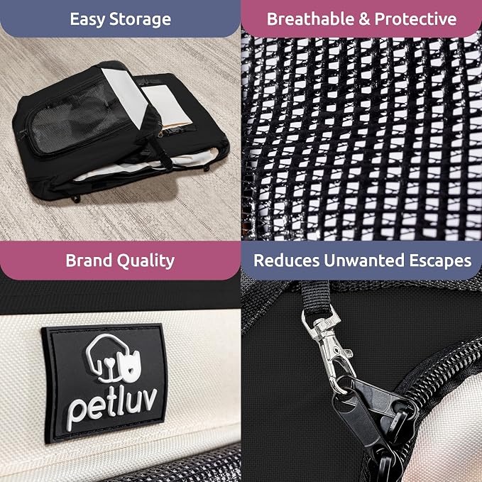 Cat & Dog Pet Carrier, Soft-Sided, Large 24"x16"x16", Fits Large Cat, 2 Cats, or Medium Dog Comfortably, Great for Travel & Vet Visits, Privacy Windows, Removable Bed, Locking Zippers, Foldable
