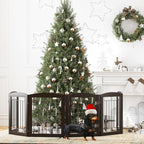 PAWLAND Dog Gate Indoor with Walk Through Door, Foldable Free Standing Pet Gate for Doorways, Stairs, the Houes, Pet Puppy Safety Fence, 120 in Extra Wide, 6 Panels, Support Feet Included, Espresso