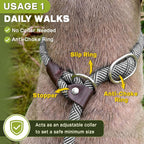 Fida Durable Slip Lead, 6 FT x 1/2" Heavy Duty Dog Loop, Comfortable Strong Rope Leash for Large, Medium Dogs, No Pull Pet Training Leash with Highly Reflective, Grey
