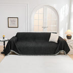 MYSKY HOME Couch Covers for Sofa, Black Couch Sofa Covers for 3 Cushion Couch Sofa, Non Slip Soft Sofa Cover, Couch Cover for Dogs Washable Furniture Protector, 91"x134", Black