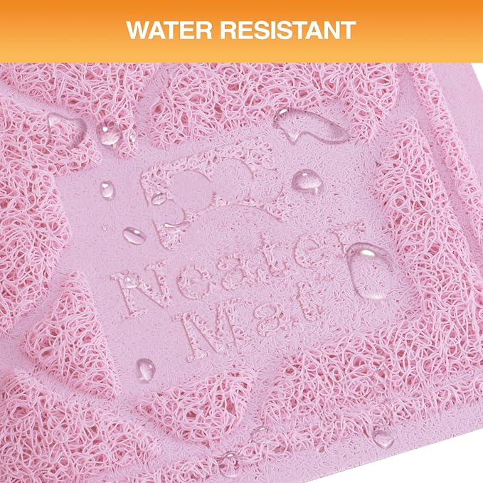 Neater Pets Neater Mat Cat Litter Mat, Thick & Durable Cat Mat for Litter Box, Trapper Pad Catches Mess to Protect Indoor Floors, Soft on Kitty Paws, Anti-Skid Grip Backing, Easy to Clean, Pink