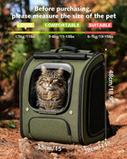 Pecute Cat Backpack Carrier,Large Space Cat Bubble Backpack,Ergonomic,Green | XXL,Sunshade Curtain,Transparent Window,Safety Rope,Sturdy,Large Mesh on Both Side for Breathability,Suitable for Outdoor,Vet