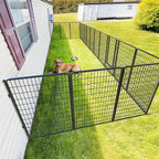 FXW Rollick Dog Playpen Wall Connection Set for Indoor and Yard, 50 Inch 16 Panels for Large Dogs with 4 Fence-to-Wall Anchors, Black | Patented